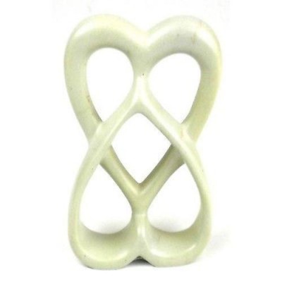 Handcrafted 8-inch Soapstone Connected Hearts Sculpture in White - Smolart 640746011085  223034066308